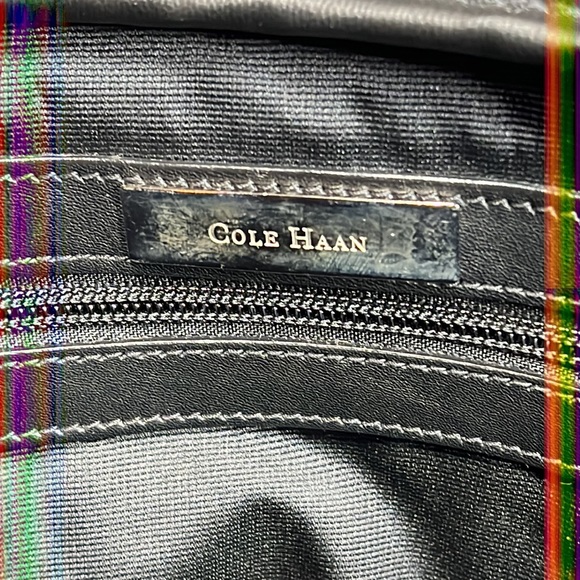 Cole Haan Black Leather Multi-Compartment Briefcase with Strap - Picture 8 of 14